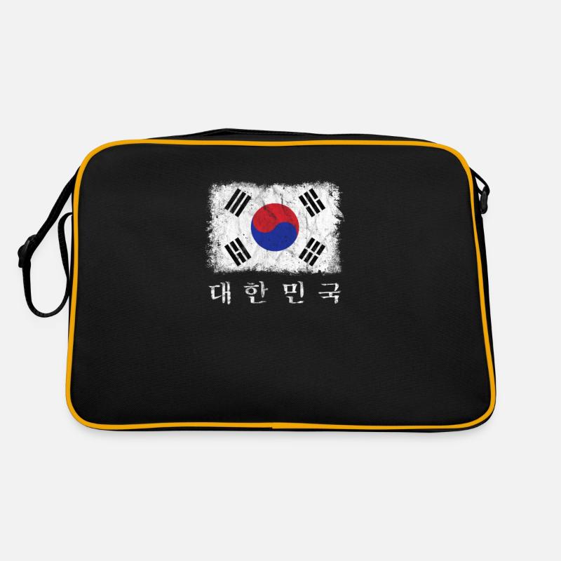 Drapeau de la Corée du Sud avec des lettres coréennes - Sac Retro - noir/or