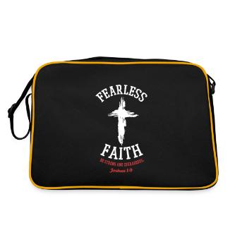Angstfreier Glaube Sei Stark und Mutig Josua 1,9 - Retro Tasche - Schwarz/Gold - Hinten
