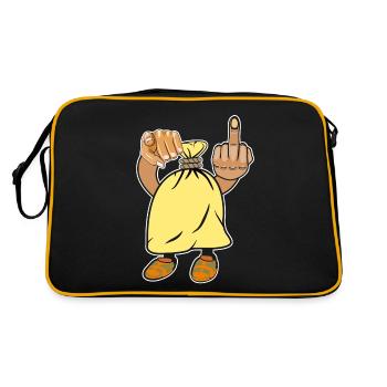 Sack Mittelfinger Hand Zeigefinger - Retro Tasche - Schwarz/Gold - Hinten