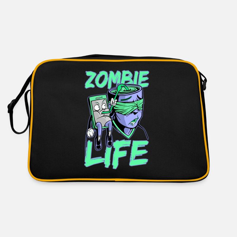 Smartphone Handy Sucht Zombie Life - Retro Tasche - Schwarz/Gold