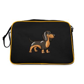 Dackel Hund - Retro Tasche - Schwarz/Gold - Hinten