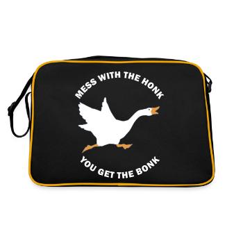 Mess The Honk You Get The Bonk Funny Goose Meme - Retro Bag - black/gold - Back