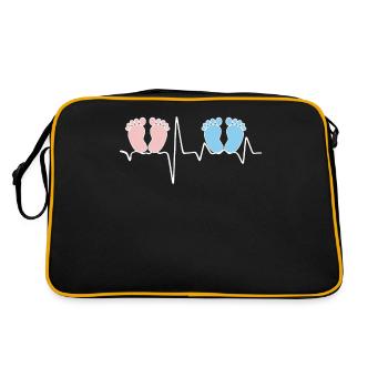 Heartbeat EKG twin mother twin père tea - Sac Retro - noir/or - Dos