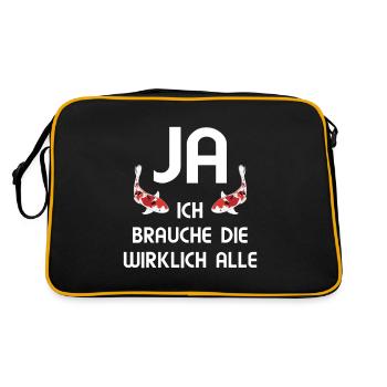 Koi Liebhaber Kois Karpfen Teich Geschenk Japan - Retro Tasche - Schwarz/Gold - Hinten