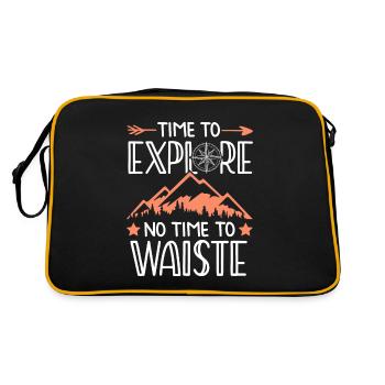 Explore Mountains Saying - Retro Bag - black/gold - Back