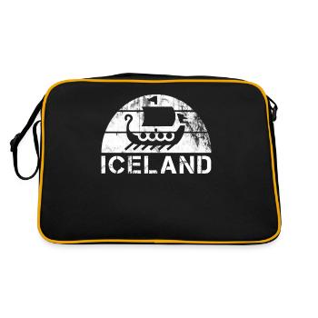 Island Vintage Wikinger, Skandinavien Geschenk - Retro Tasche - Schwarz/Gold - Hinten