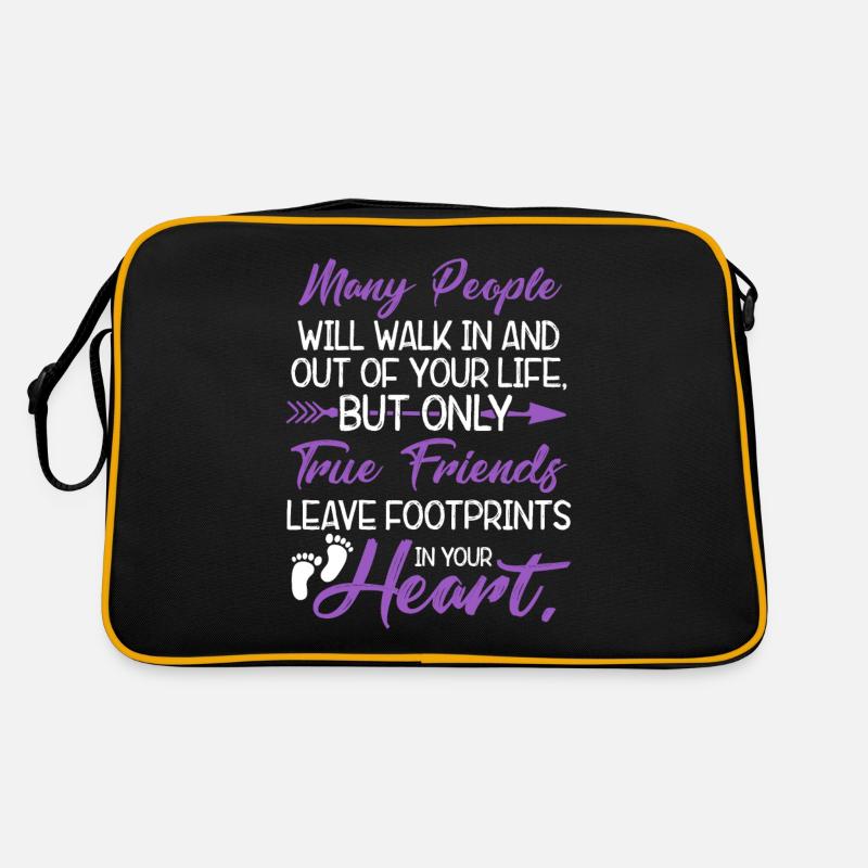 Freundschaft spruch freunde liebe - Retro Tasche - Schwarz/Gold