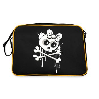 Totenkopf T-Shirt im Cartoon und Graffiti Style - Retro Tasche - Schwarz/Gold - Hinten