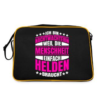 Nachtwächterin Nachtwache Geschenk - Retro Tasche - Schwarz/Gold - Hinten