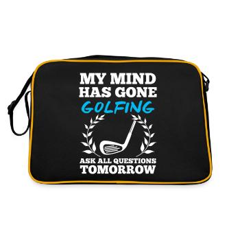 Golf Golfen Golfer Golfball Golfing Golfspieler - Retro Tasche - Schwarz/Gold - Hinten