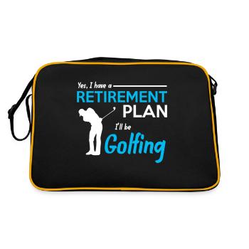 Golf Golfen Golfer Golfball Golfing Golfspieler - Retro Tasche - Schwarz/Gold - Hinten