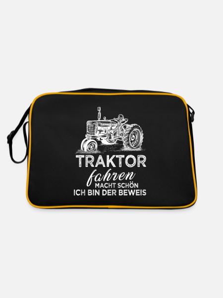 Traktor fahren macht schön - Retro Tasche - Schwarz/Gold
