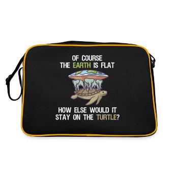 Flat Earth Flat Earth Theory Turtle - Retro Bag - black/gold - Back