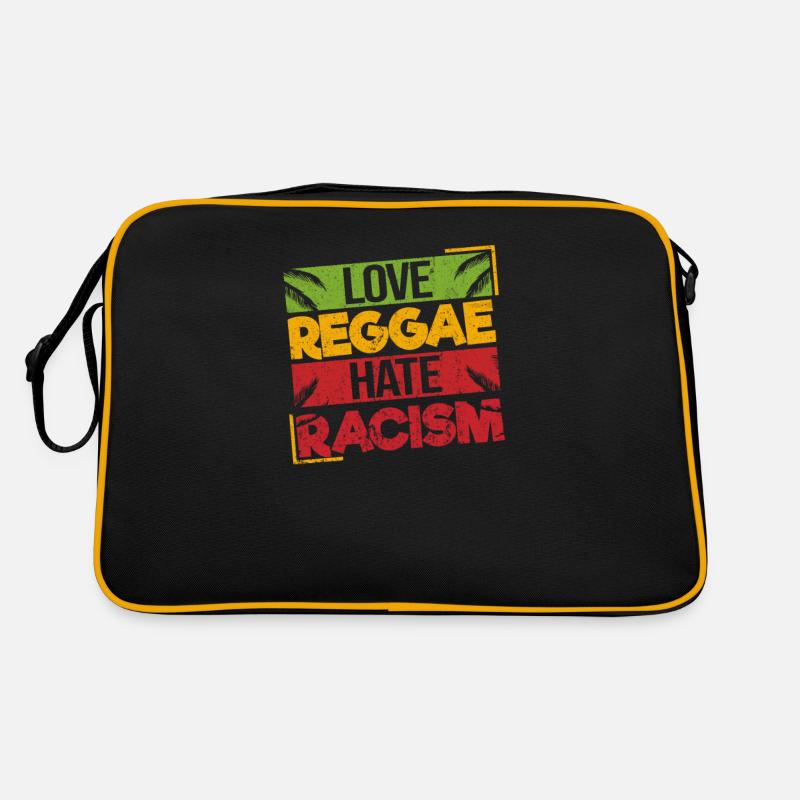 Love Reggae Hate Racism Stolzes Ragga Geschenk Retro Tasche