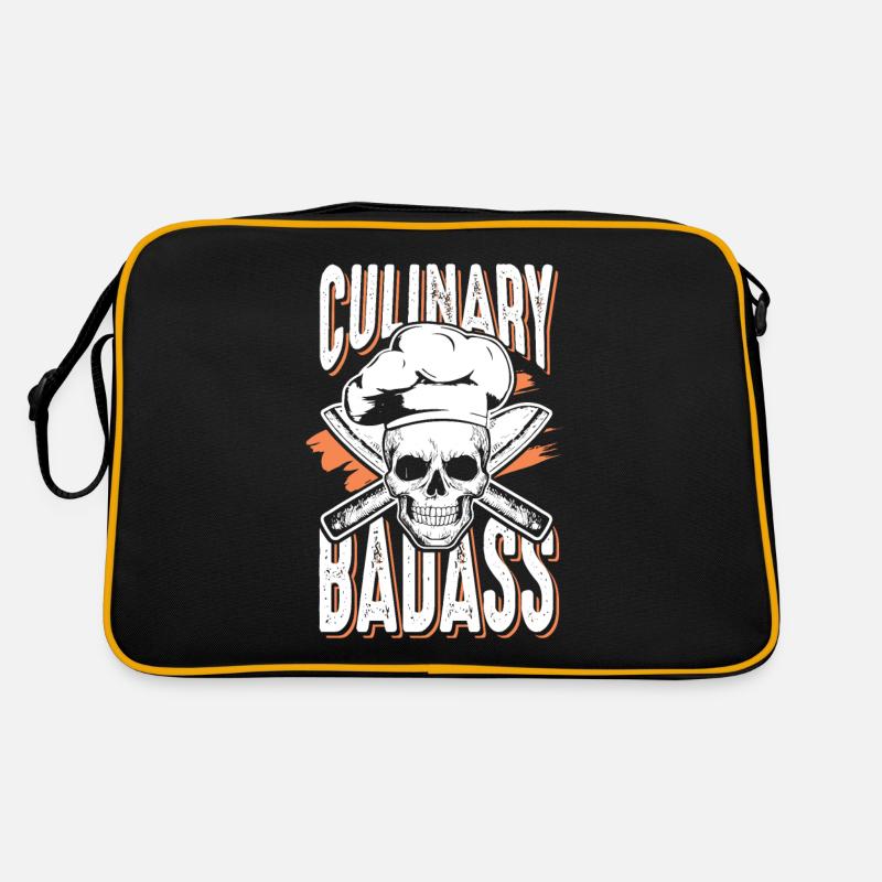 Culinary Totenkopf Kochen Koch - Retro Tasche - Schwarz/Gold