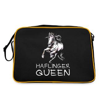 Haflinger Pferd Reiterinnen Reiterhof - Retro Tasche - Schwarz/Gold - Hinten