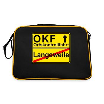 OKF Ortskontrollfahrt Ort Schild - Retro Tasche - Schwarz/Gold - Hinten