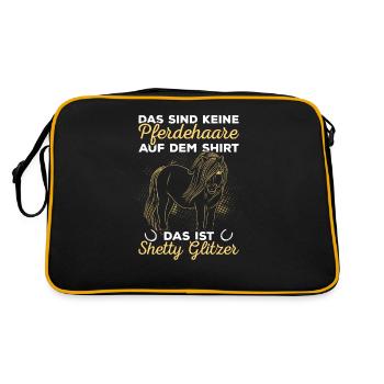 Shetlandpony Pony Shetty Reiter Pferd - Retro Tasche - Schwarz/Gold - Hinten