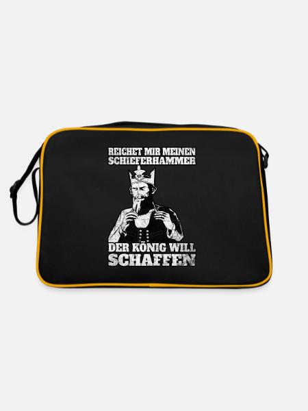 Der König will schaffen Dachdecker Geschenk - Retro Tasche - Schwarz/Gold