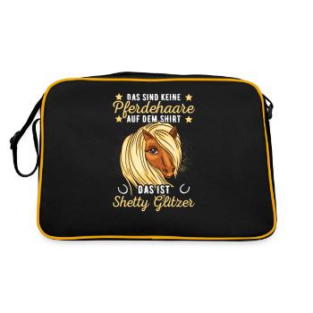 Shetlandpony Pony Shetty Reiter Pferd - Retro Tasche - Schwarz/Gold - Hinten