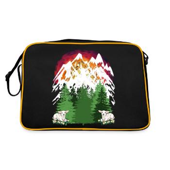 Sheep Goats Alpine Pasture Mountains Alps Holiday Tannen Alm - Retro Bag - black/gold - Back