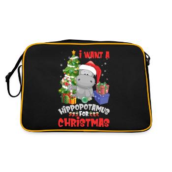 I Want A Hippopotamus For Christmas T Shirt - Retro Tasche - Schwarz/Gold - Hinten