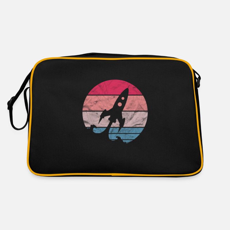 Rakete Astronaut Weltall Raumfahrt Geschenk - Retro Tasche - Schwarz/Gold