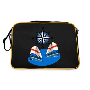 Nordic sailing sailboat wind rose compass maritime - Retro Bag - black/gold - Back
