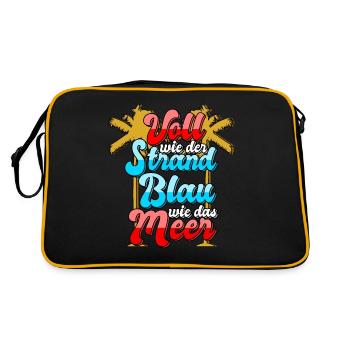 Voll wie der Strand Blau wie das Meer - Retro Tasche - Schwarz/Gold - Hinten