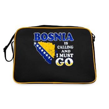 Bosnien ist am rufen - Retro Tasche - Schwarz/Gold - Hinten