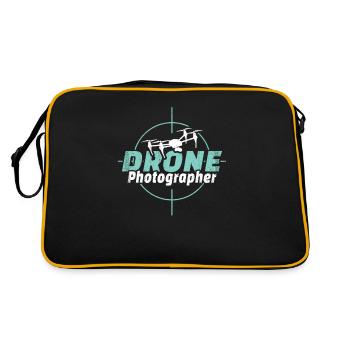 Drone Photographer - Drone Pilot - Retro Tasche - Schwarz/Gold - Hinten