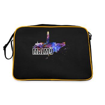 Malmö Schweden Drehentorso Malmöhus Skyline Kyrka - Retro Tasche - Schwarz/Gold - Hinten