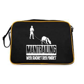 Mantrailing Hundesport Finden Spruch - Retro Tasche - Schwarz/Gold - Hinten