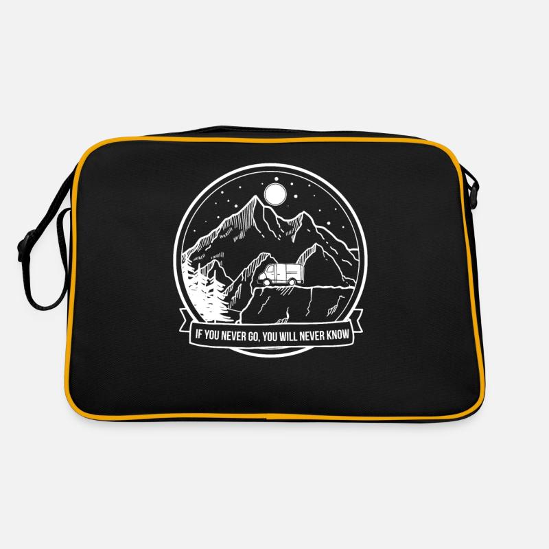 If you never go you will never Camping Van - Retro Bag - black/gold