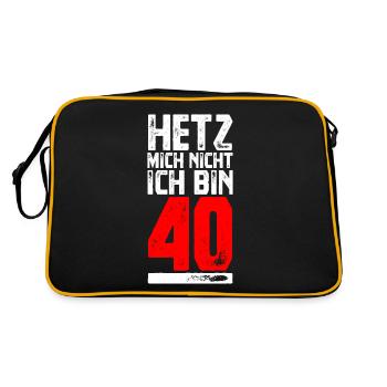 Hetz mich nicht ich bin 40 Geburtstag Geschenk - Retro Tasche - Schwarz/Gold - Hinten