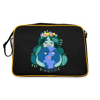Mutter Erde Umwelt Natur Geschenk - Retro Tasche - Schwarz/Gold - Hinten