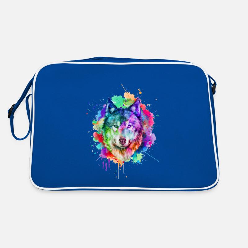 Aquarell Wolf Geschenk Retro Tasche