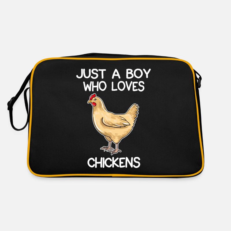 Nur ein Junge, der Hühner liebt Retro Tasche