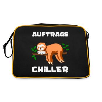 Faultier relaxed - Auftrags Chiller - Retro Tasche - Schwarz/Gold - Hinten