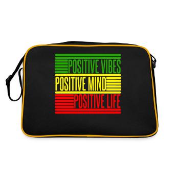 Reggae Reggea - Positive Vibes Mind Life - Retro Tasche - Schwarz/Gold - Hinten