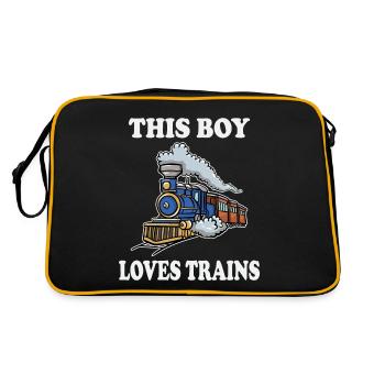 Dieser Junge liebt Züge - Retro Tasche - Schwarz/Gold - Hinten
