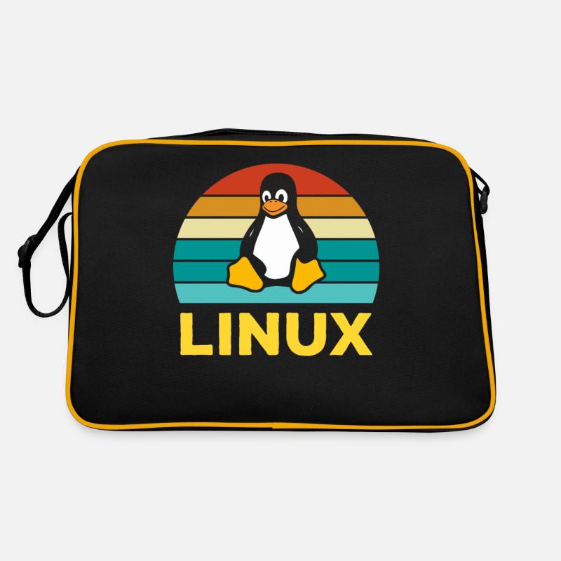 Linux Retro Vintage Geek Style Informatiker - Retro Tasche - Schwarz/Gold