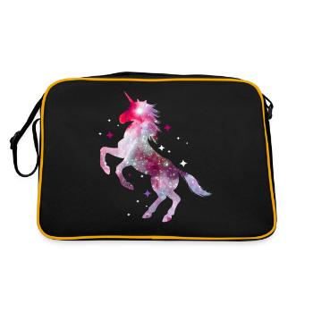 Einhorn Unicorn Pferd Glitzer Isländer - Retro Tasche - Schwarz/Gold - Hinten