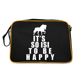 Island Pferd Isländer Isi Spruch - Retro Tasche - Schwarz/Gold - Hinten