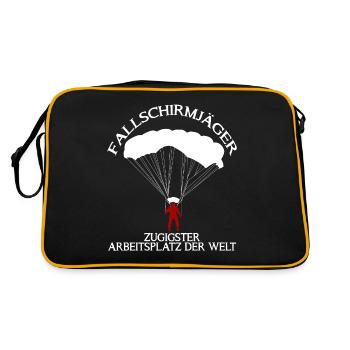 Fallschirmjäger - lustiger Spruch Witz - Retro Tasche - Schwarz/Gold - Hinten