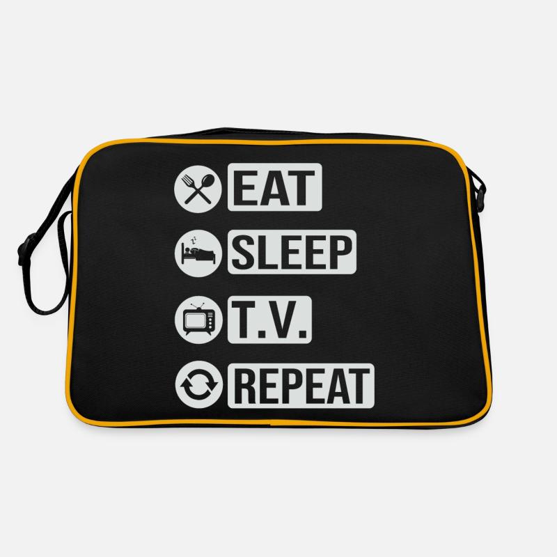 Fernsehen Television Eat Sleep Repeat Geschenk Retro Tasche