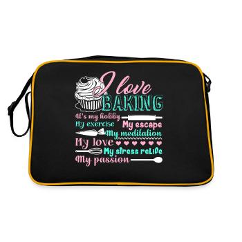 Bäcker Ich liebe Backen - Retro Tasche - Schwarz/Gold - Hinten