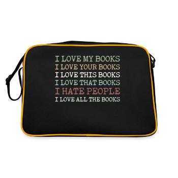 I Love My Books Your Books This Books That Books - Retro Tasche - Schwarz/Gold - Hinten