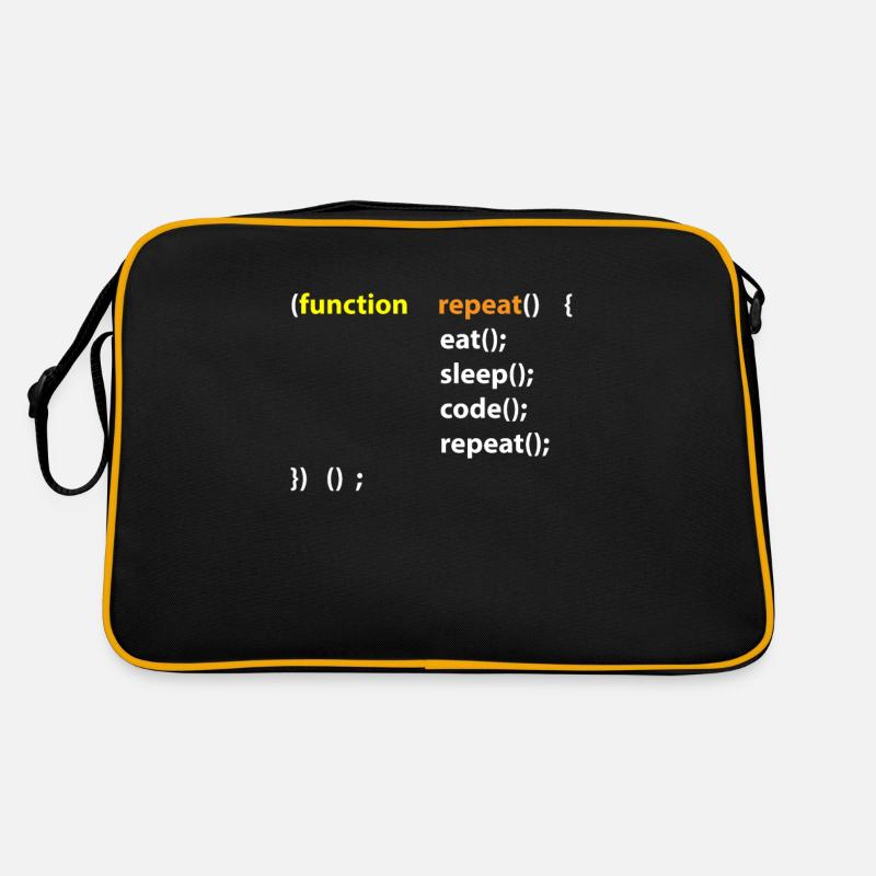 Code Eat Sleep Repeat Hacker IT Geschenk - Retro Tasche - Schwarz/Gold