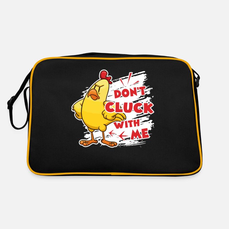 Huhn gluckst nicht mit Huhn - Retro Tasche - Schwarz/Gold